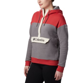 Columbia Exploration Fleece Anorak, Sudaderas Con Capucha Grises Rojos Para Mujer | 410578-KRQ